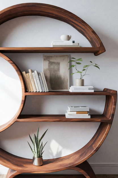 Modern Half Moon Bookshelf For Living Room Or Office Lynnsnail