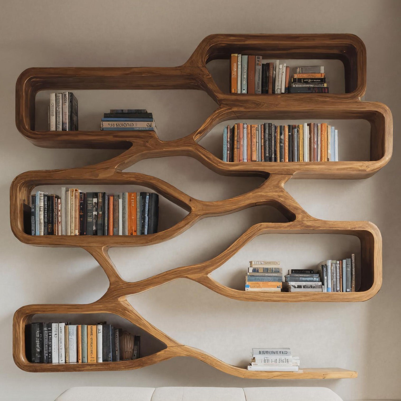 Modern Sculpted Bookcase For Living Room Lynnsnail