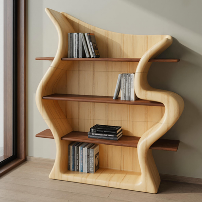 Sculptural Bookshelf With Organic Curves For Living Room Or Office Lynnsnail