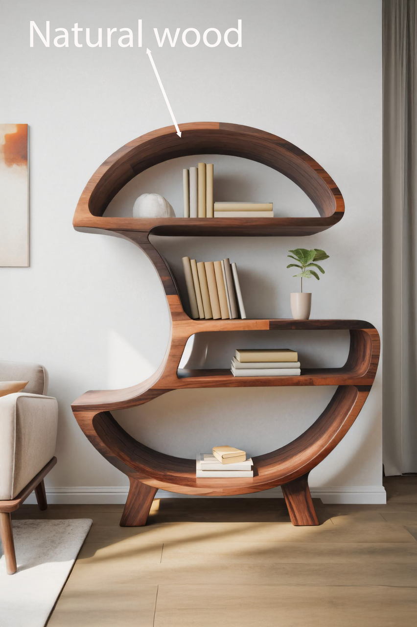 Modern Organic Bookshelf For Living Room Or Office Lynnsnail
