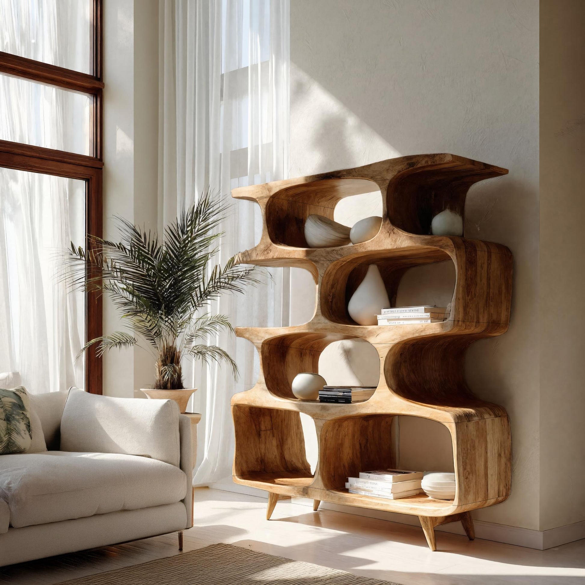 Modern Open Wooden Bookshelf For Beach House Lynnsnail