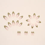 Pearl Gold French Almond Press-On Nails – Metallic Chrome Tip Design