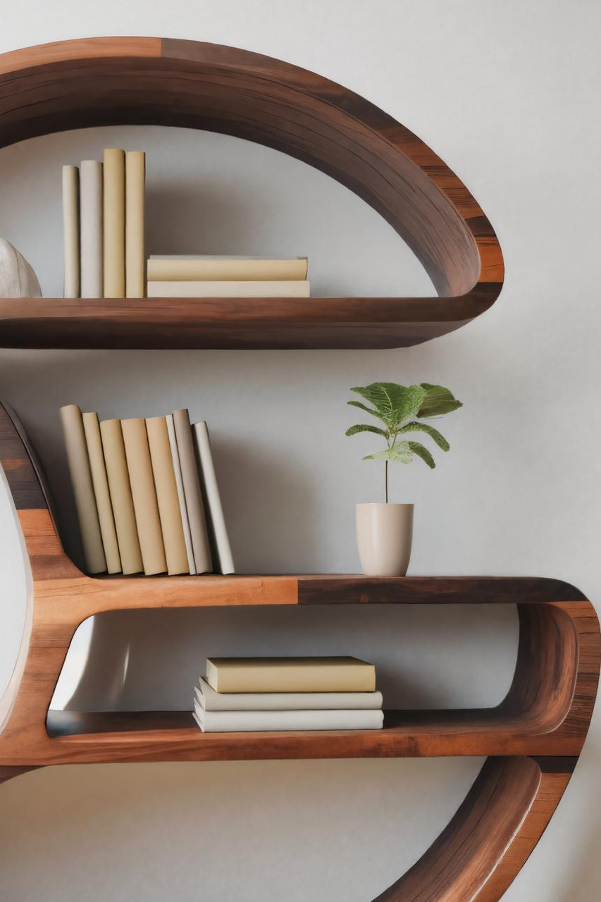 Modern Organic Bookshelf For Living Room Or Office Lynnsnail