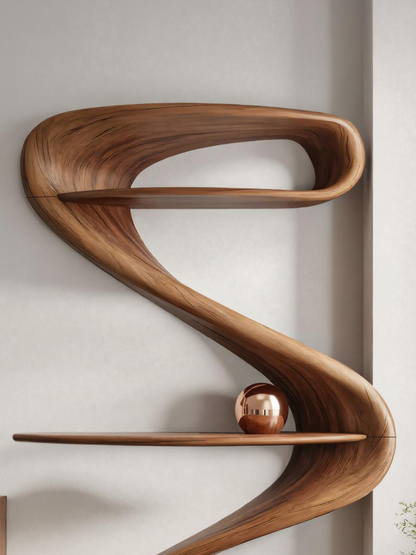 Modern Wave Bookshelf For Living Room Or Contemporary Interior Lynnsnail
