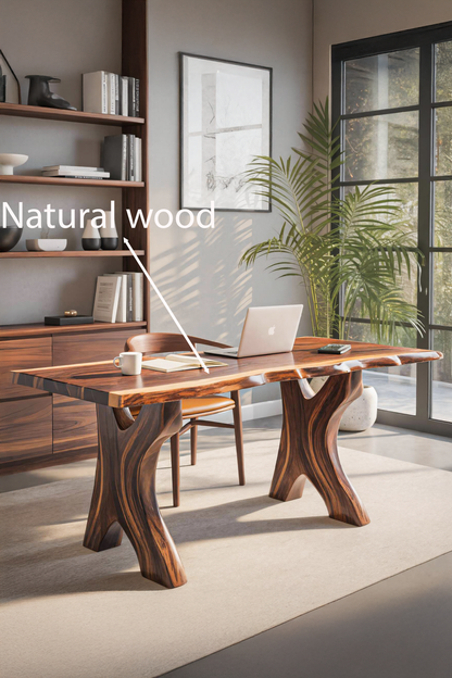 Modern Sculptural Live Edge Desk With Curved Legs For Studio