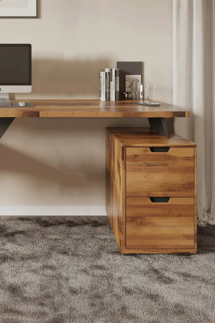 Modern Desk With Z Frame And Drawers For Home Office Lynnsnail