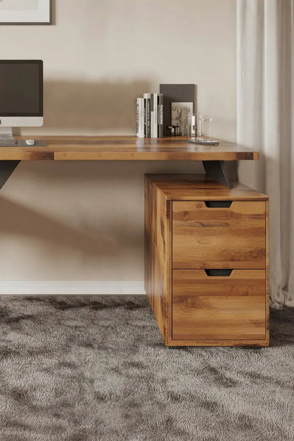 Modern Desk With Z Frame And Drawers For Home Office Lynnsnail