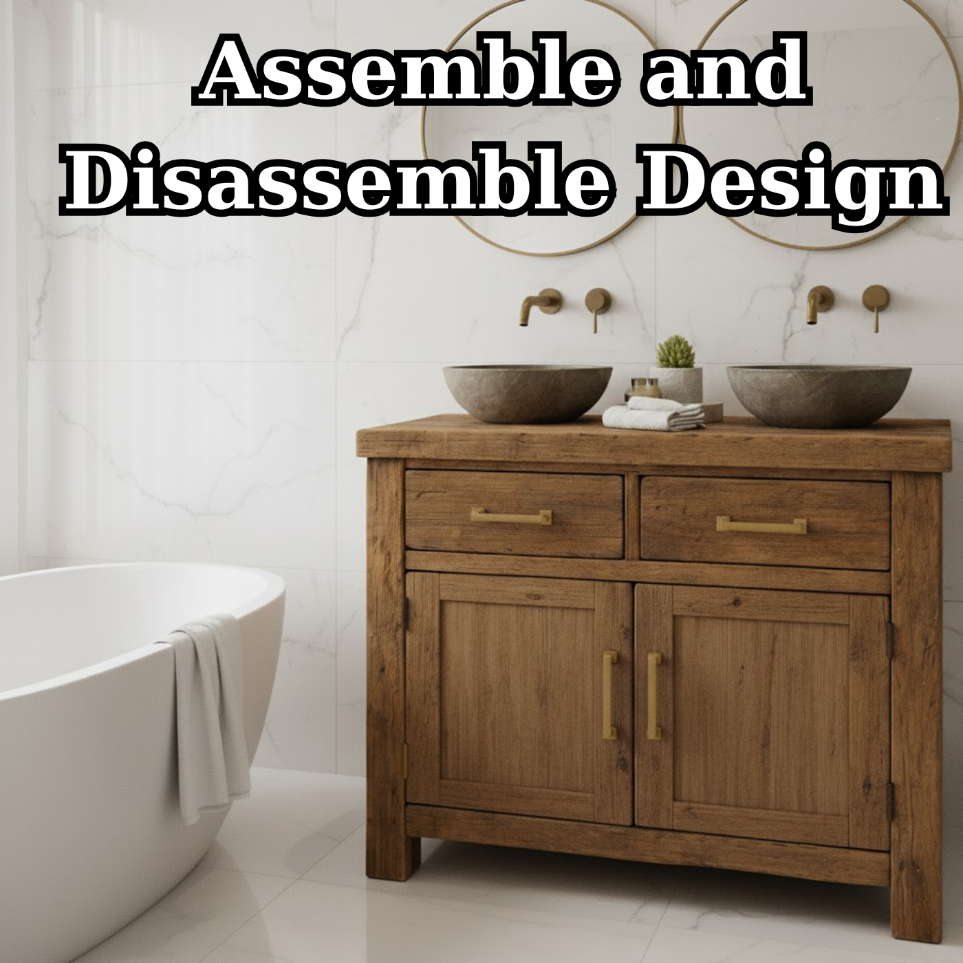 Handcrafted Solid Wood Bathroom Vanity - Rustic Double Sink Console Lynnsnail