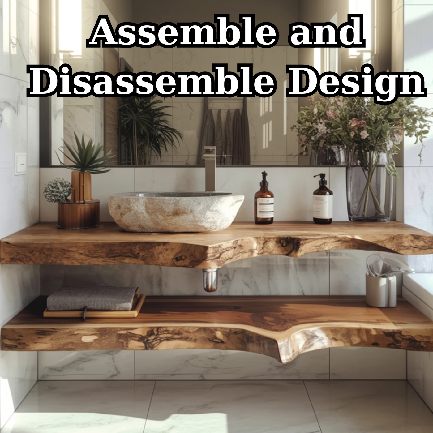 Handcrafted Solid Wood Floating Vanity – Live Edge Two-Tier Console Lynnsnail