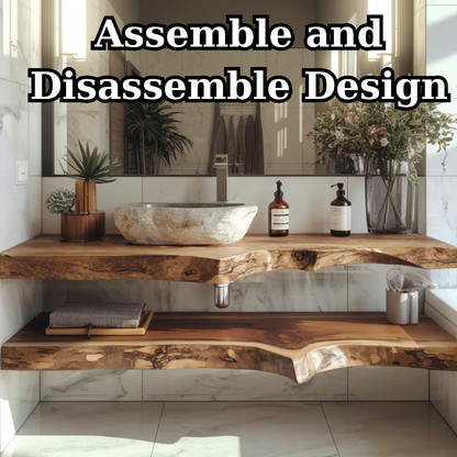 Handcrafted Solid Wood Floating Vanity – Live Edge Two-Tier Console Lynnsnail