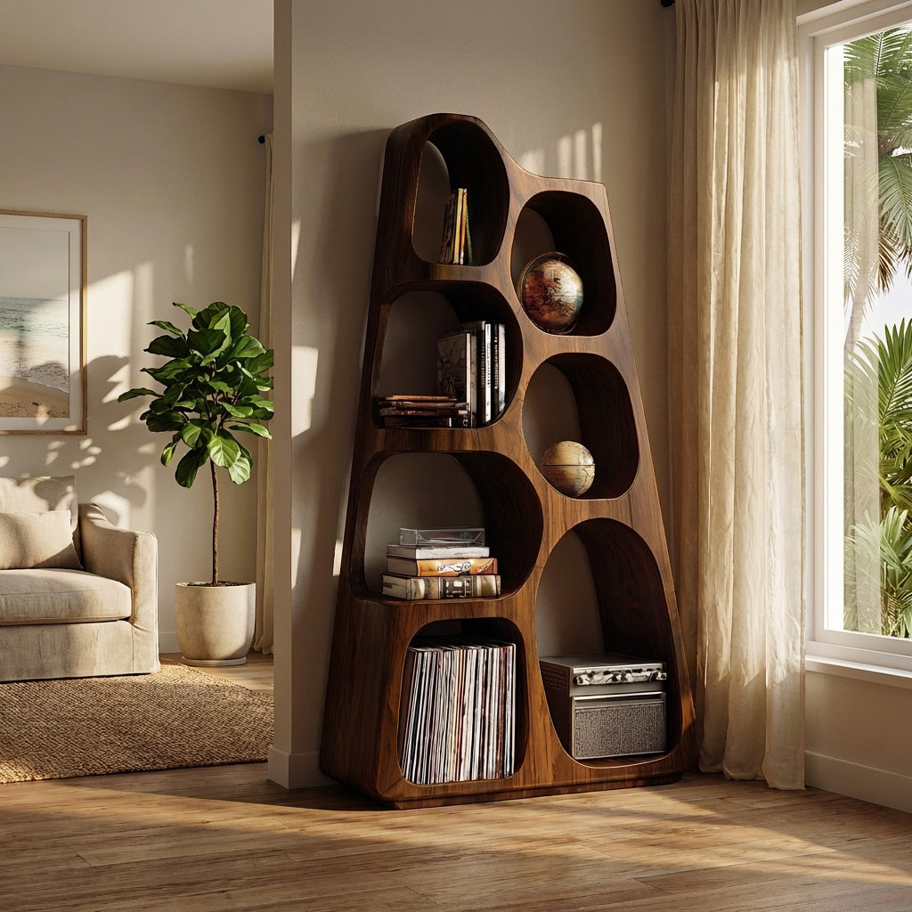 Organic Wooden Bookshelf For Japandi Furniture Decor Lynnsnail