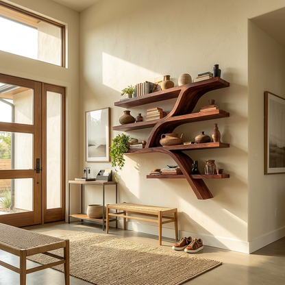 Handcrafted Wooden Wall Bookshelf With Organic Shape For Home Lynnsnail