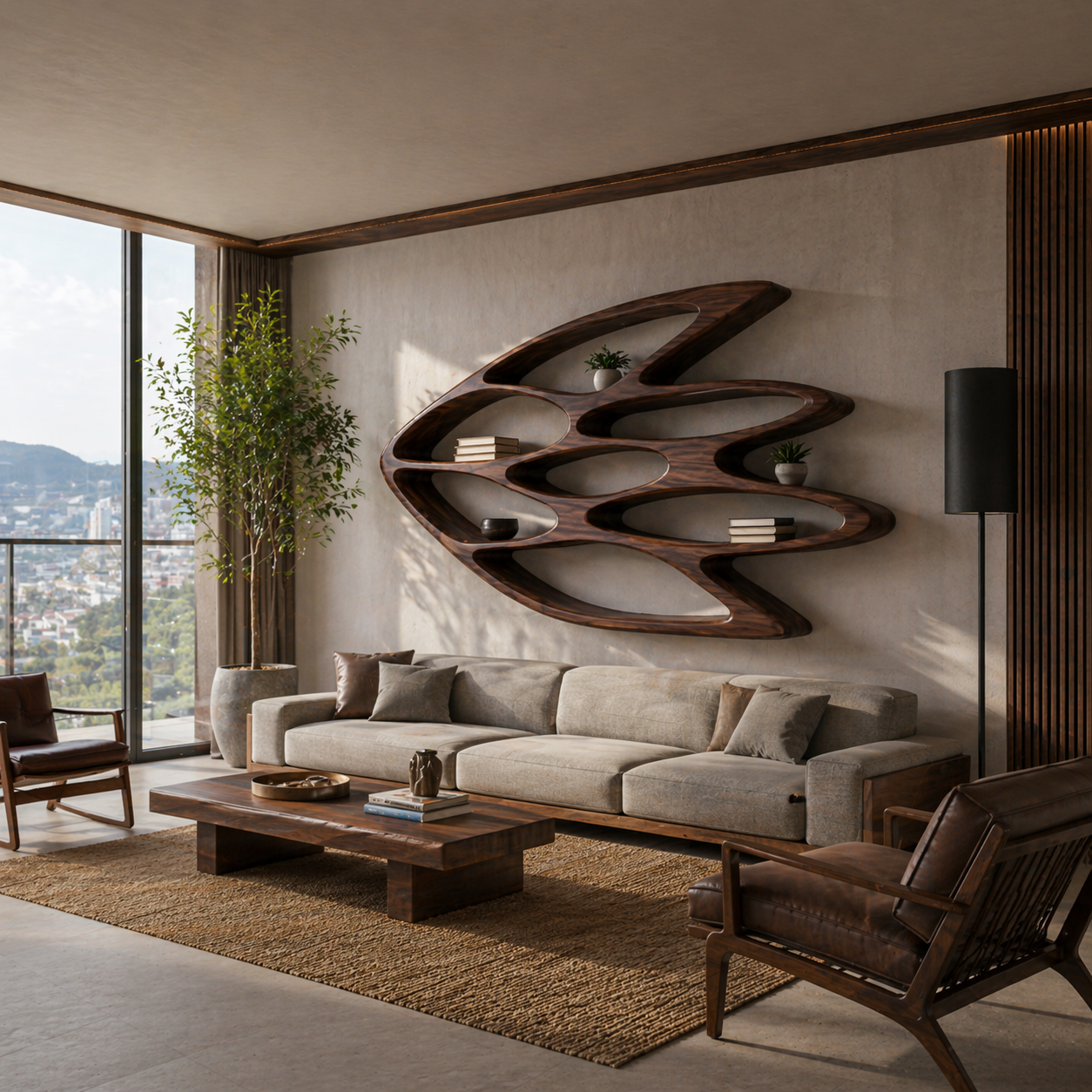 Wooden Wall Bookshelf With Unique Shape For Living Room Wall Lynnsnail