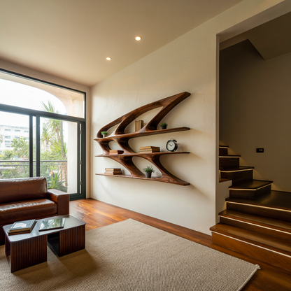 Organic Sculptural Wooden Bookshelf For Living Room Statement Lynnsnail