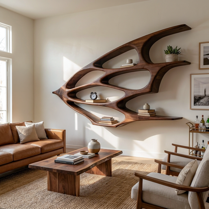 Organic Wooden Floating Bookshelf For Minimalist Home Decor Lynnsnail