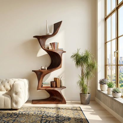 Organic Modern Natural Wood Bookshelf For Home Decor Corner Lynnsnail
