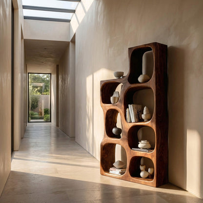 Organic Sculptural Wooden Bookshelf For Modern Living Room Lynnsnail