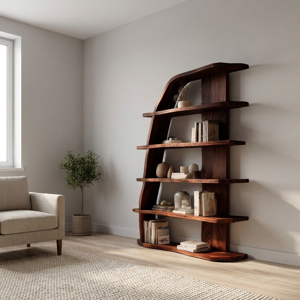 Mid Century Natural Wood Display Bookshelf For Living Room Lynnsnail