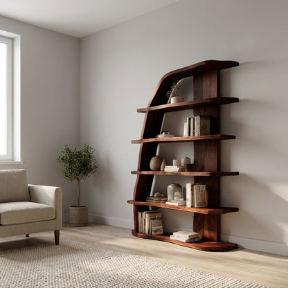 Mid Century Natural Wood Display Bookshelf For Living Room Lynnsnail