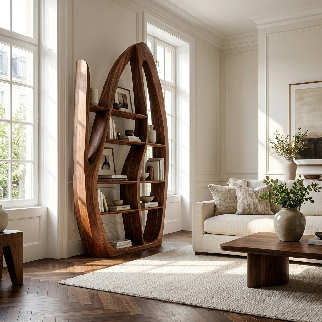 Organic Style Sculptural Wooden Bookshelf For Living Room Lynnsnail