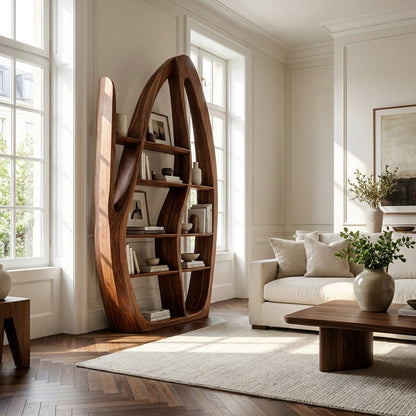 Organic Style Sculptural Wooden Bookshelf For Living Room Lynnsnail