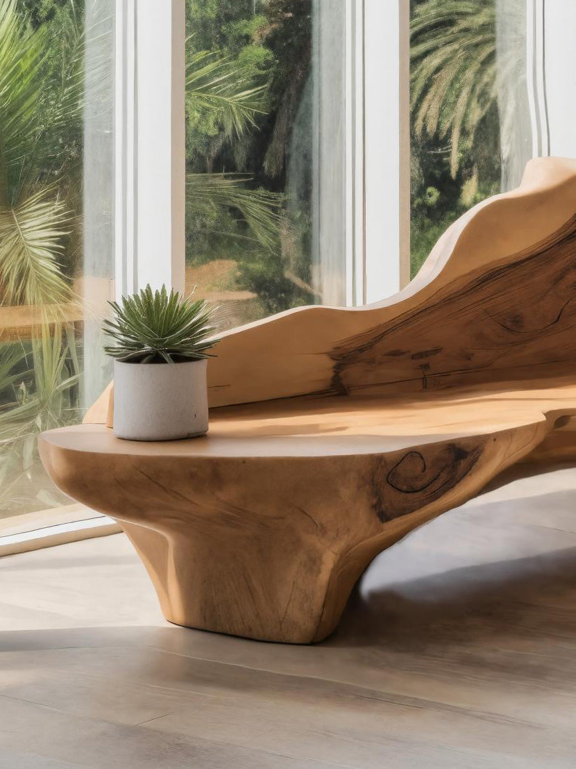 Sculptural Bench With Organic Design For Living Room Lynnsnail