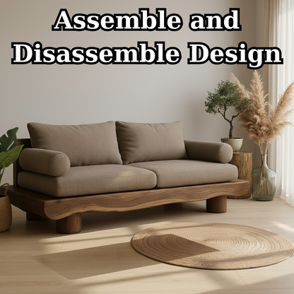 Handcrafted Solid Wood Sofa – Rustic Live Edge Wooden Couch with Modern Minimal Design Lynnsnail