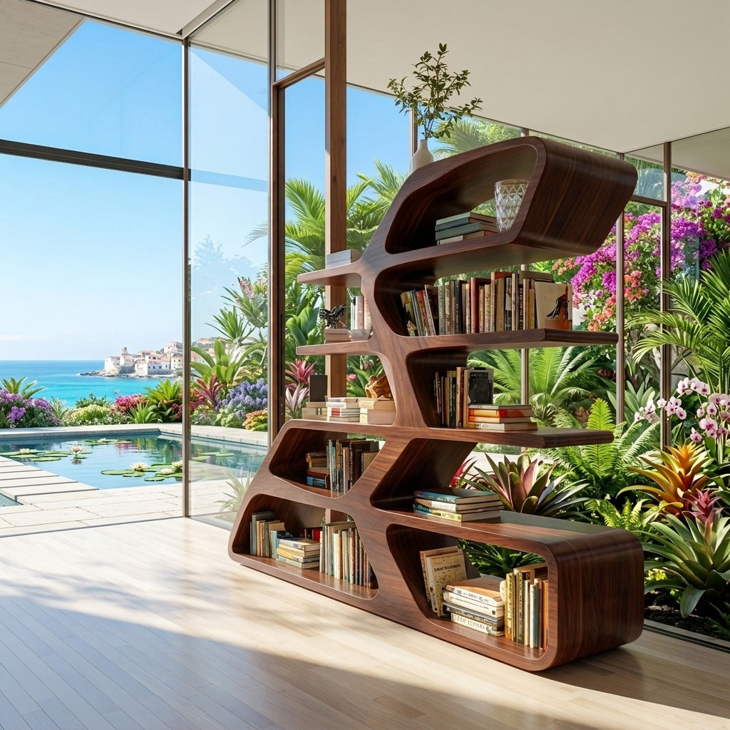 Modern Sculptural Bookshelf For Living Room Decor Lynnsnail