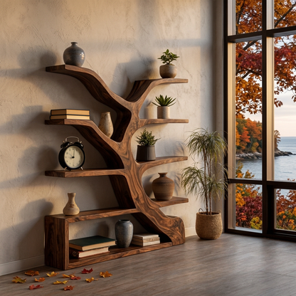 Organic Wooden Bookshelf Branch Form For Home Interior Lynnsnail
