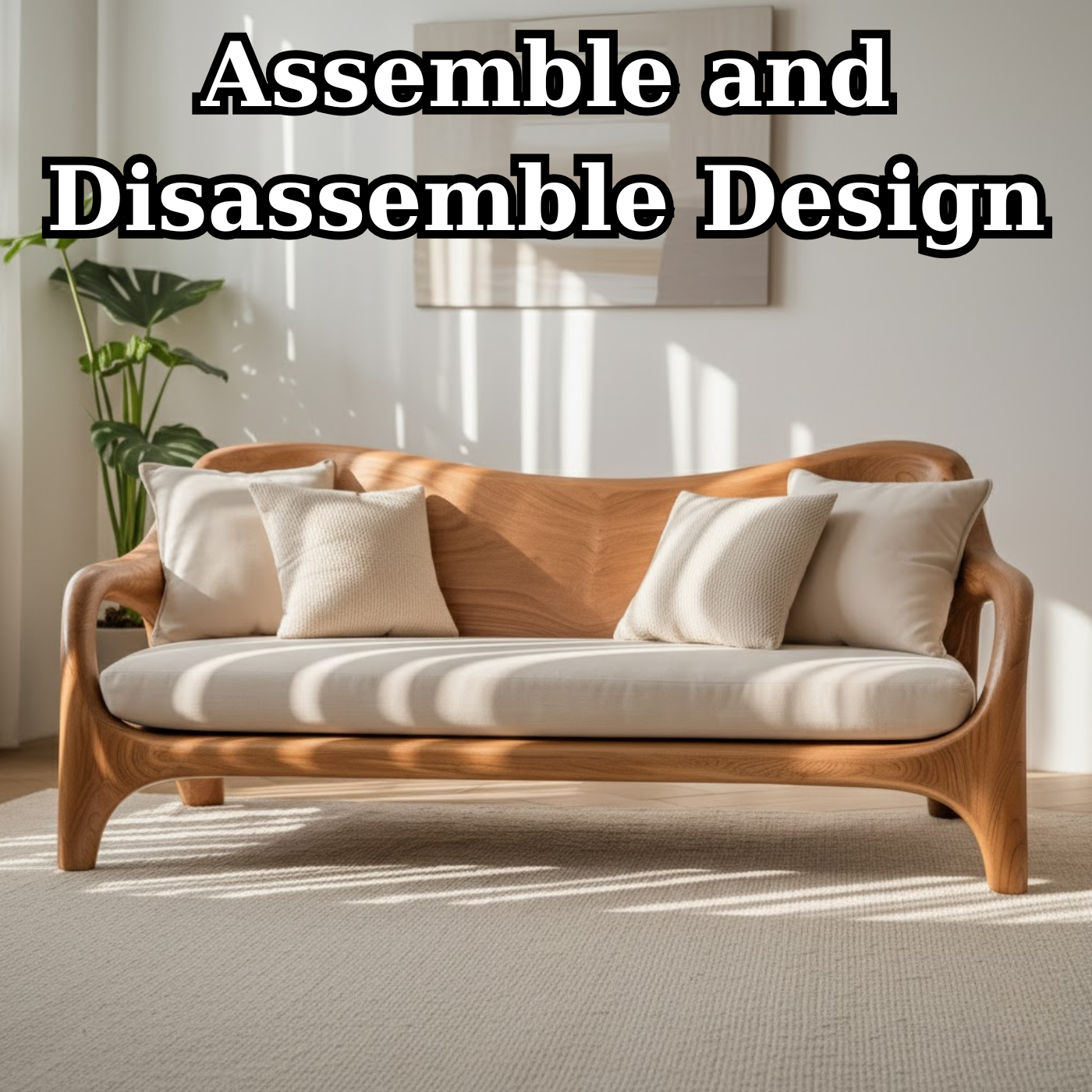 Handcrafted Solid Wood Sofa – Rustic Live Edge Wooden Couch with Modern Minimal Design Lynnsnail