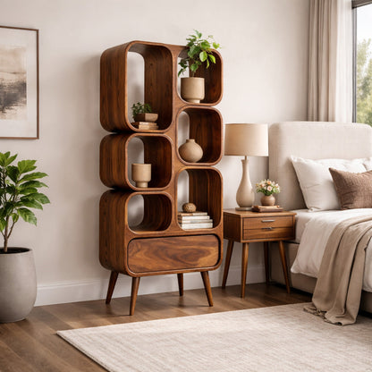 Minimalist Wooden Bookshelf For Contemporary Living Room Lynnsnail