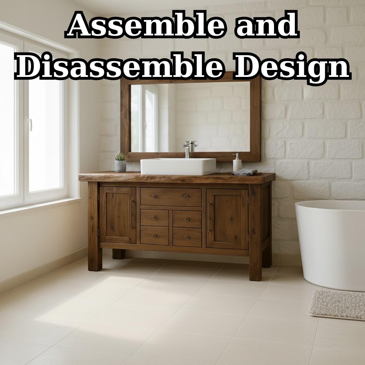 Handcrafted Solid Wood Bathroom Vanity - Live Edge Top, Cabinets, Drawers & Vessel Sink Base Lynnsnail