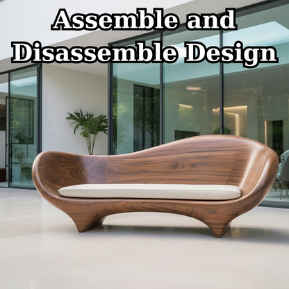 Handcrafted Solid Walnut Sofa – Modern Sculptural Wood Couch with Smooth Organic Curves Lynnsnail
