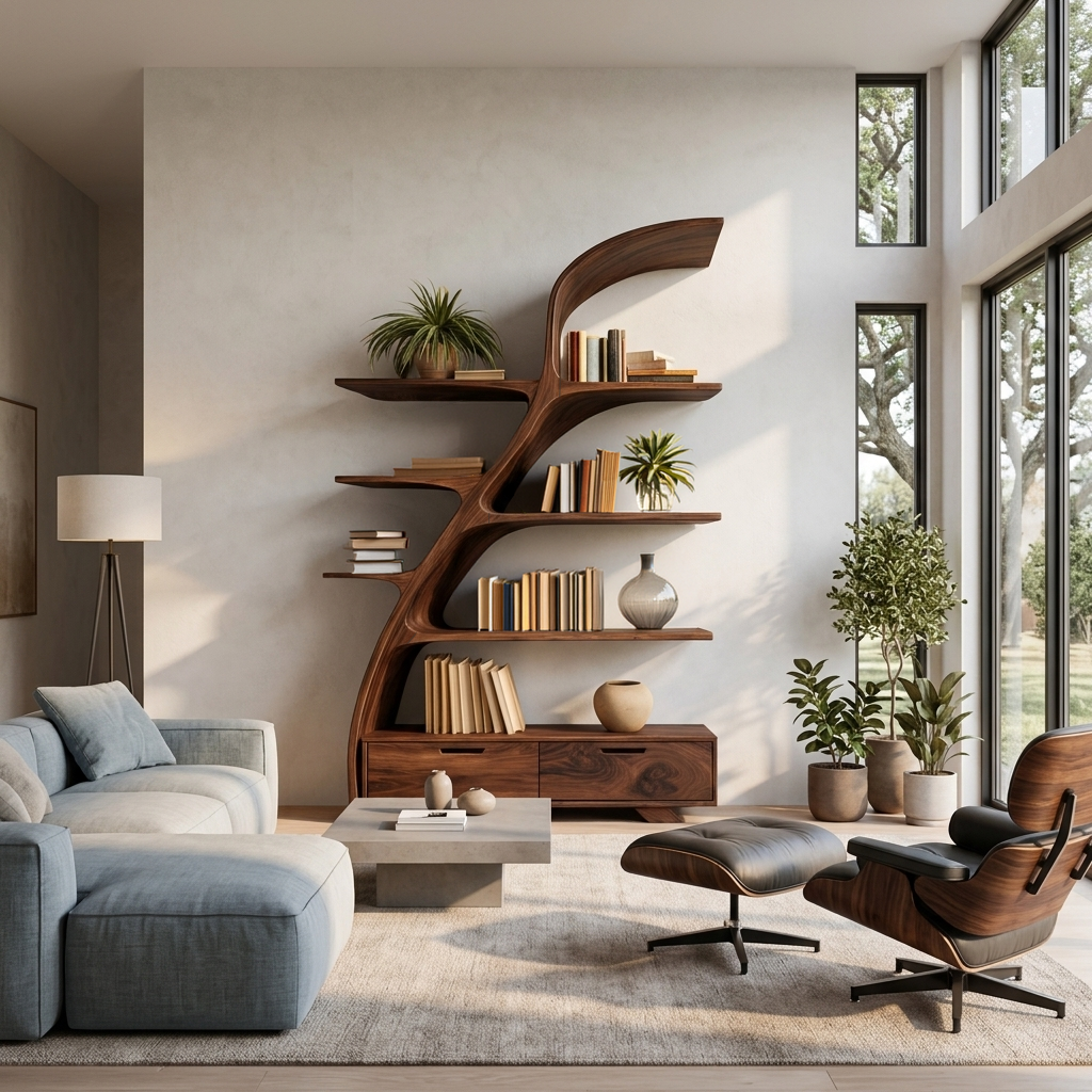 Modern Wooden Bookshelf For Living Area Lynnsnail