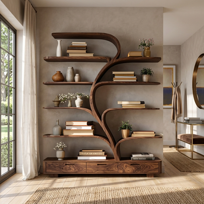 Organic Natural Wood Bookshelf Branch Shape For Home Decor Lynnsnail