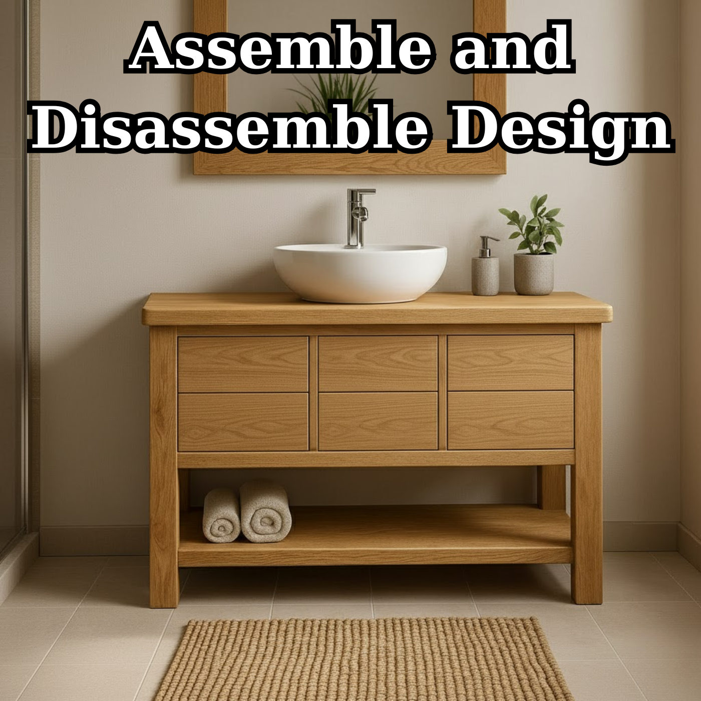 Handcrafted Solid Wood Bathroom Vanity with Oak Finish and Open Shelf Lynnsnail