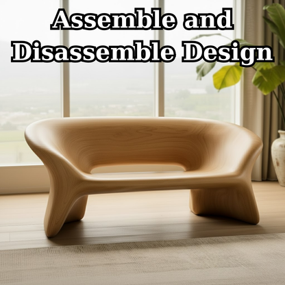 Handcrafted Solid Wood Sofa – Sculptural Organic Bench-Style Couch with Smooth Minimalist Design Lynnsnail