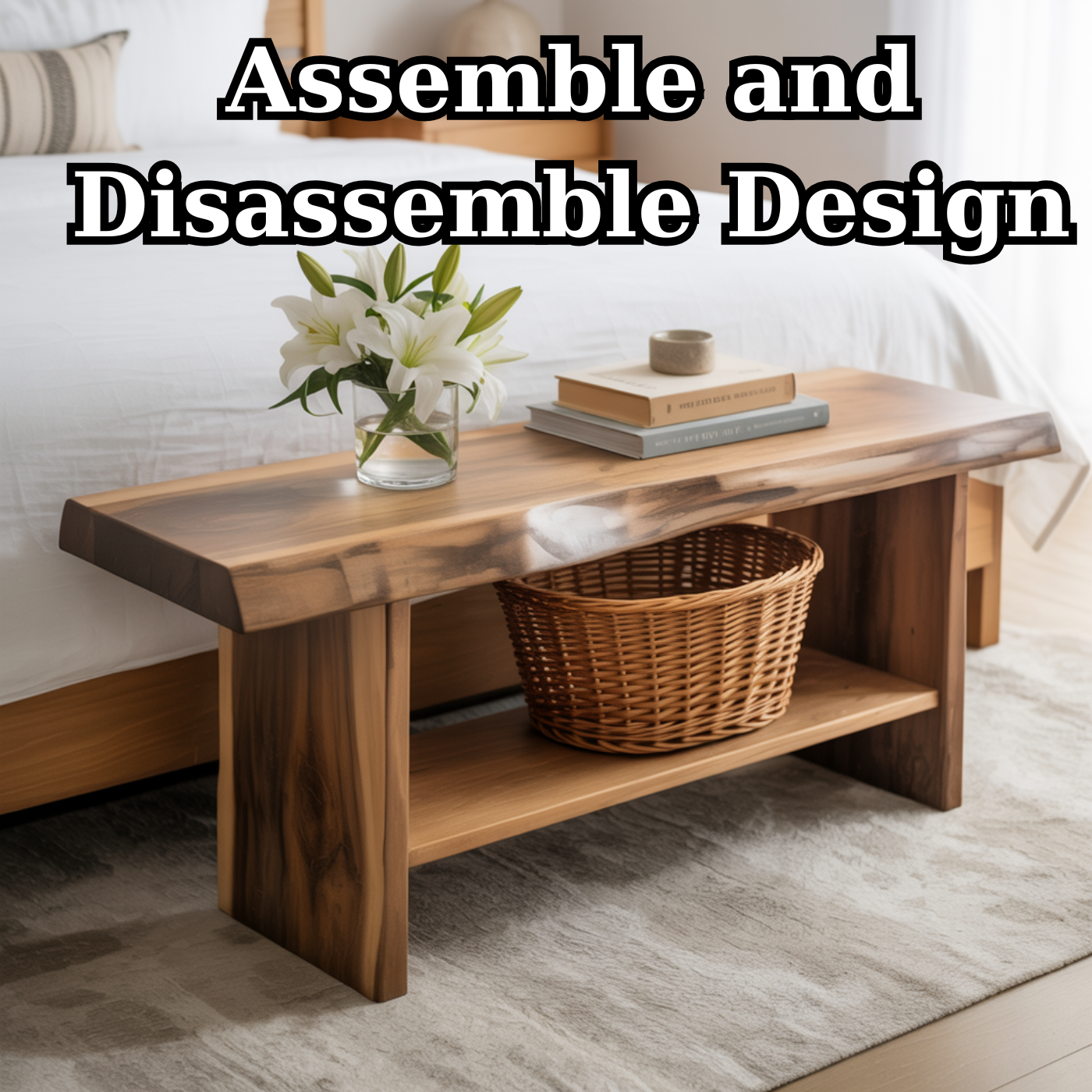 Handcrafted Solid Wood Bench – Live Edge Seating & Bedroom Storage Lynnsnail