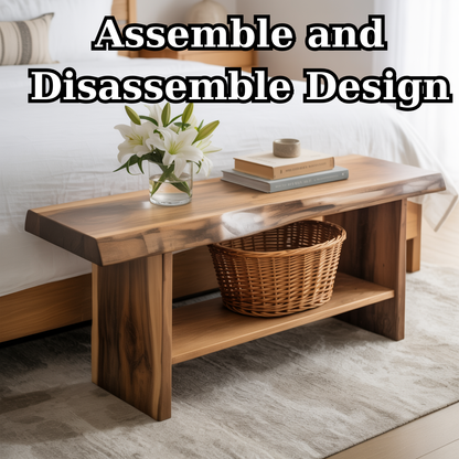 Handcrafted Solid Wood Bench – Live Edge Seating & Bedroom Storage Lynnsnail