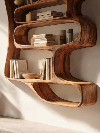 Sculptural Floating Bookshelf For Living Room Or Bedroom Lynnsnail