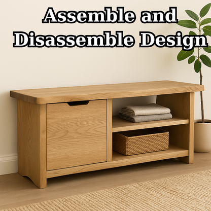 Handcrafted Solid Wood Bench – Oak Entryway Storage Bench & Cabinet Lynnsnail