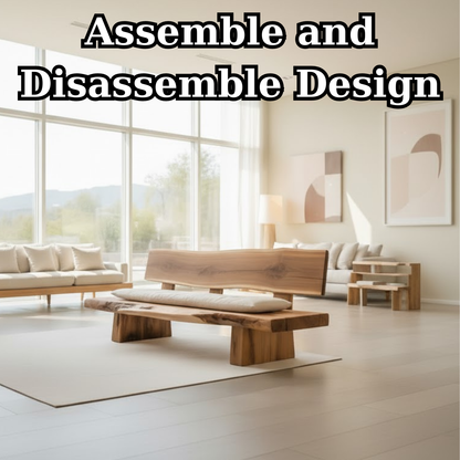 Handcrafted Solid Wood Sofa – Rustic Live Edge Bench-Style Couch with Minimalist Natural Design Lynnsnail