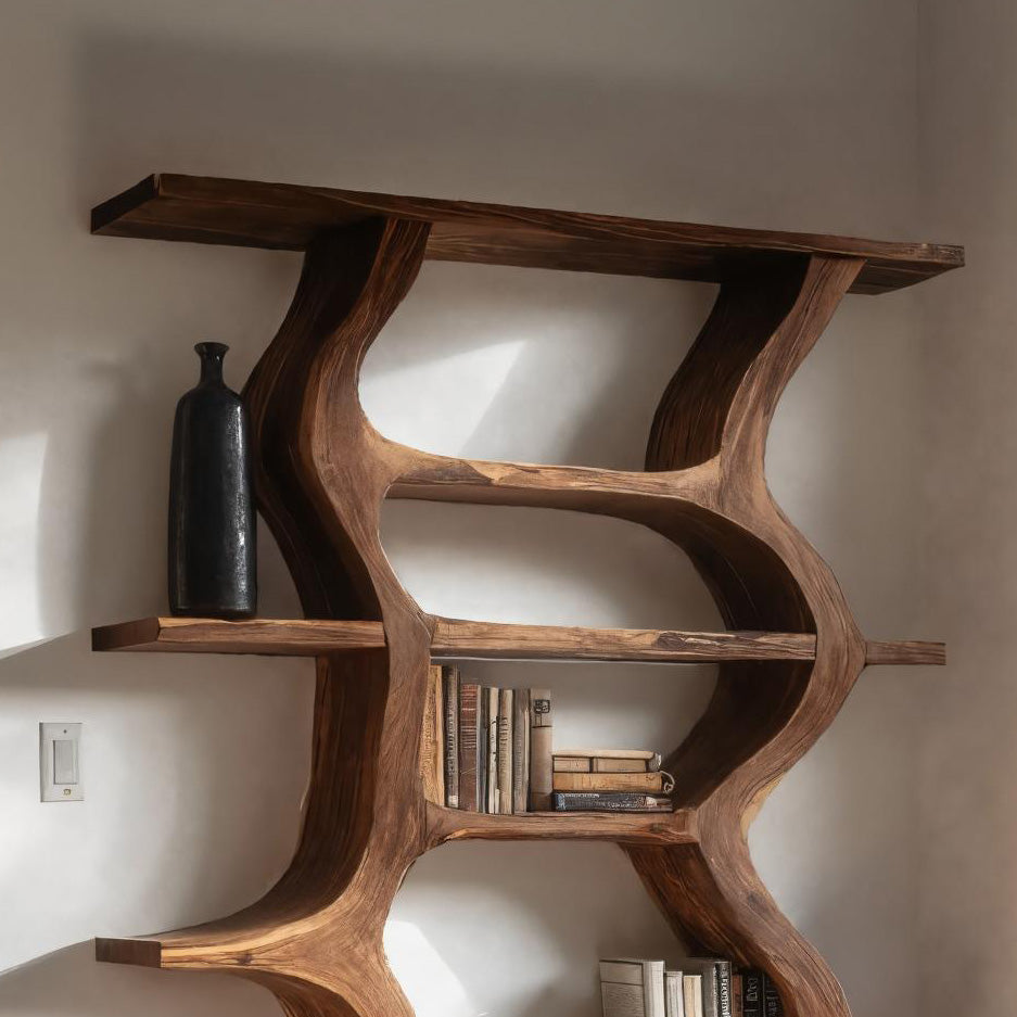 Modern Bookcase With Curved Open Shelf For Living Room Lynnsnail