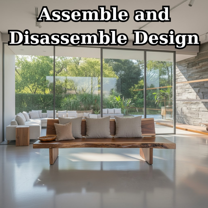 Handcrafted Solid Wood Sofa – Rustic Live Edge Bench-Style Couch with Modern Minimalist Backrest