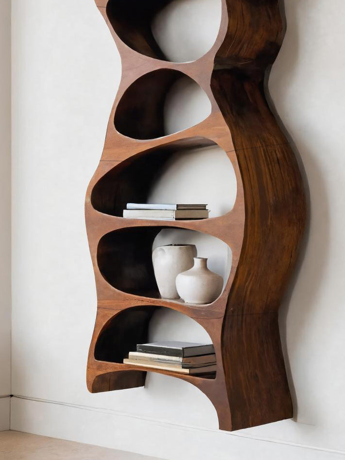 Tall Sculptural Wall Mounted Bookshelf For Living Room Lynnsnail