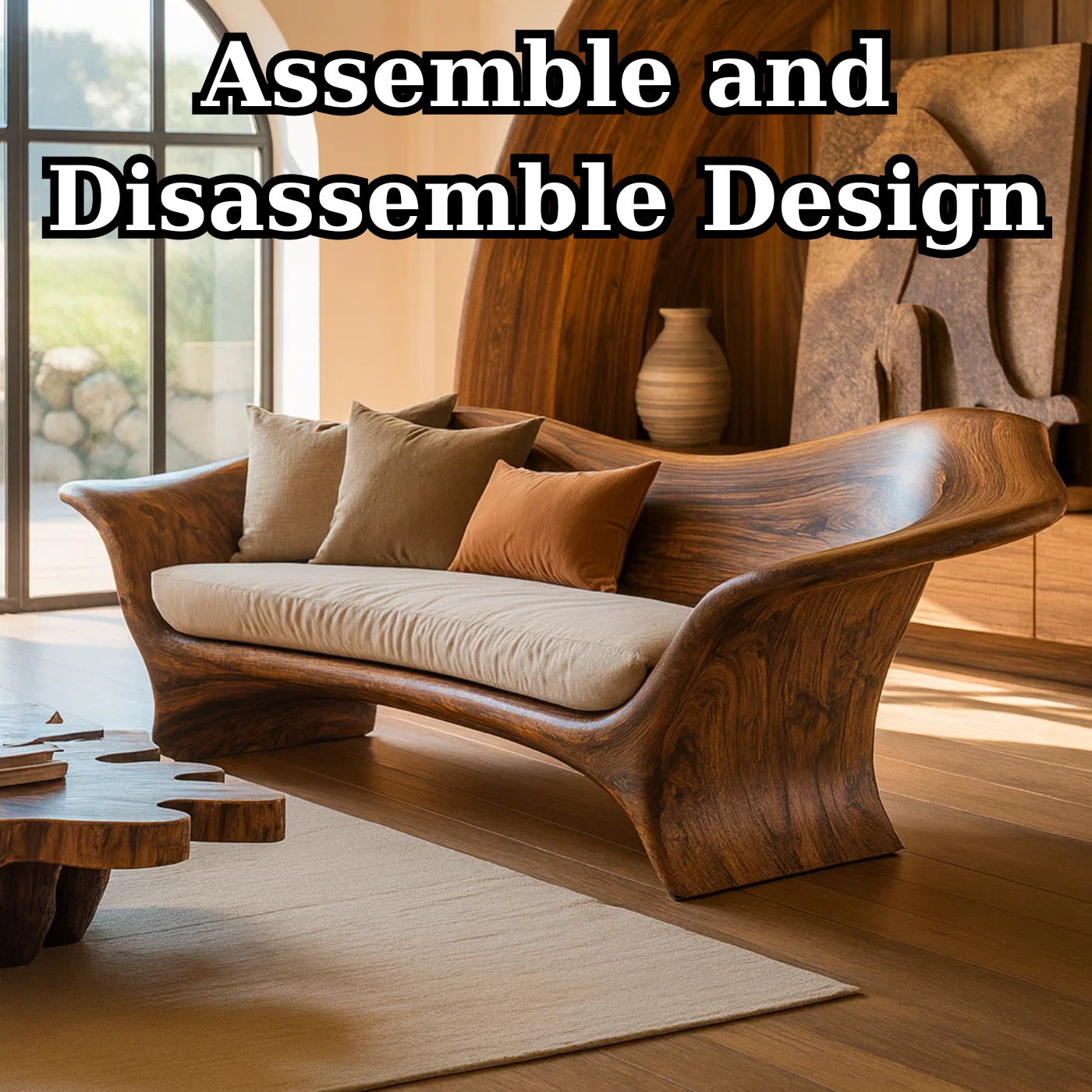 Handcrafted Solid Wood Sofa – Organic Modern Design Lynnsnail