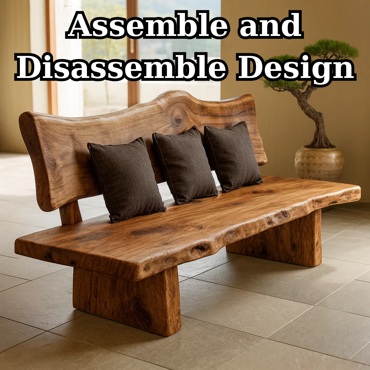 Handcrafted Solid Wood Sofa – Modern Minimalist Frame with Warm Natural Grain Lynnsnail