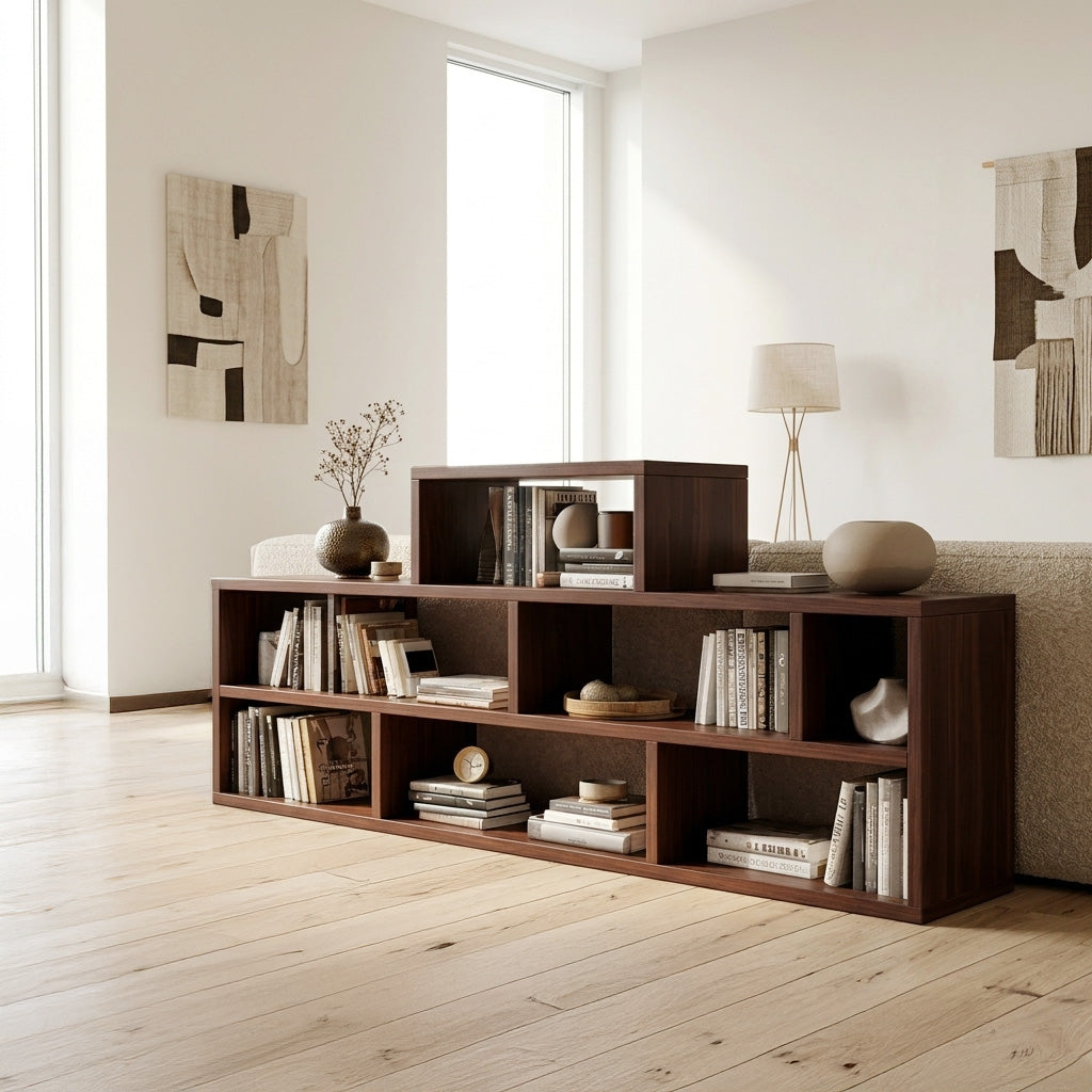Handcrafted Wooden Bookshelf With Multi Storage For Living Space Lynnsnail