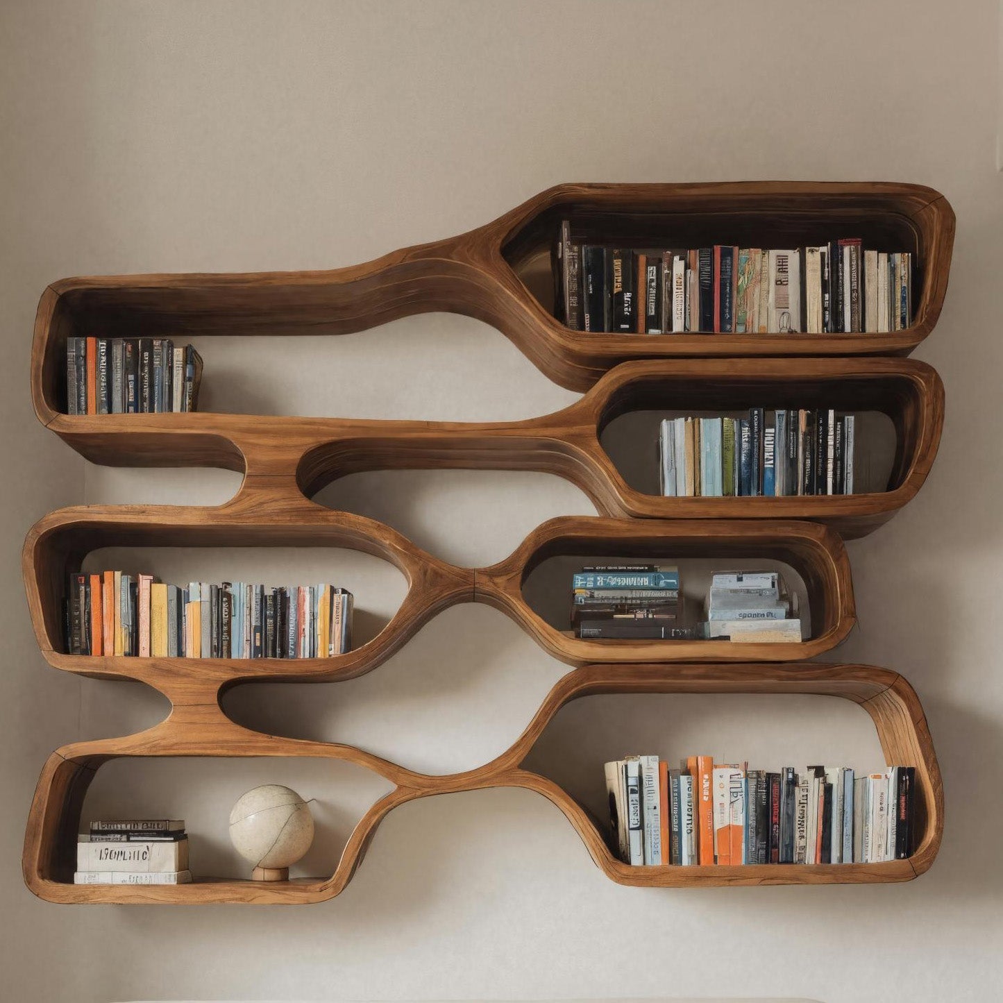 Organic Sculptural Wall Bookcase For Living Room Lynnsnail