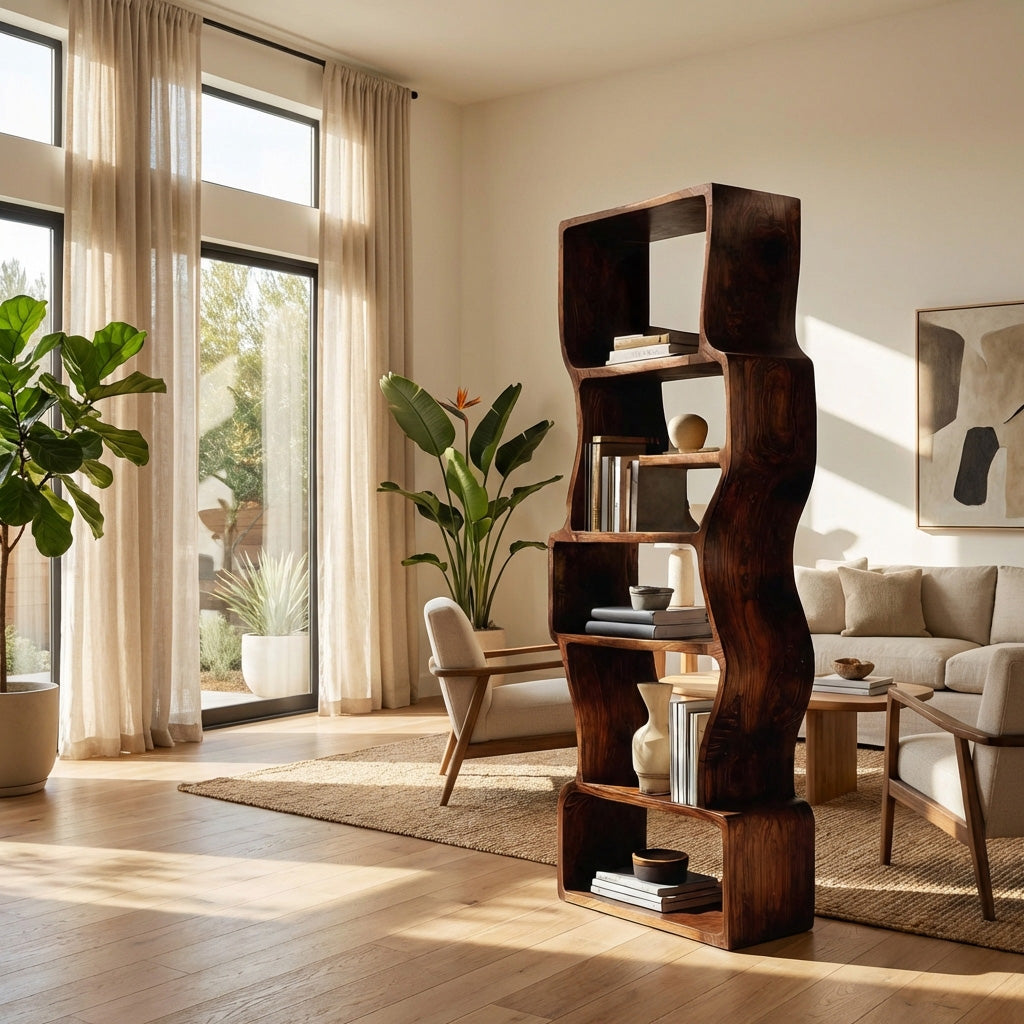 Organic Sculptural Wooden Bookcase For Modern Home Lynnsnail